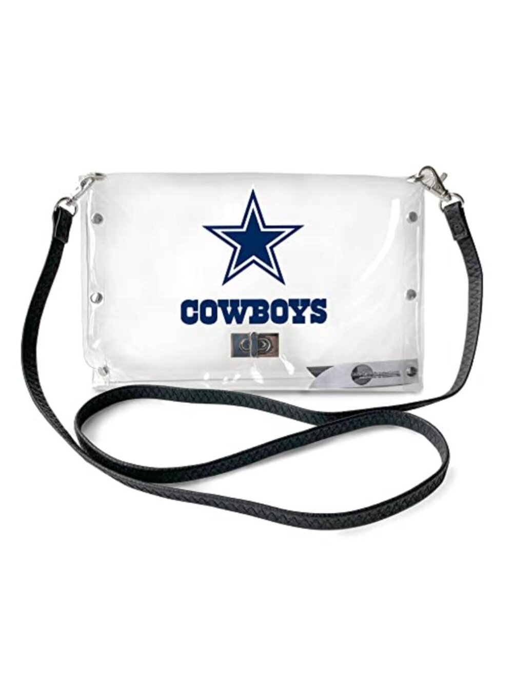 NFL Dallas Cowboys Clear Envelope Purse with Black Fashion Strap, Stadium